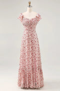 Romantic Blushing Pink Chiffon A-Line Floor-Length Gown | Sweetheart Neckline Bridesmaid Dress