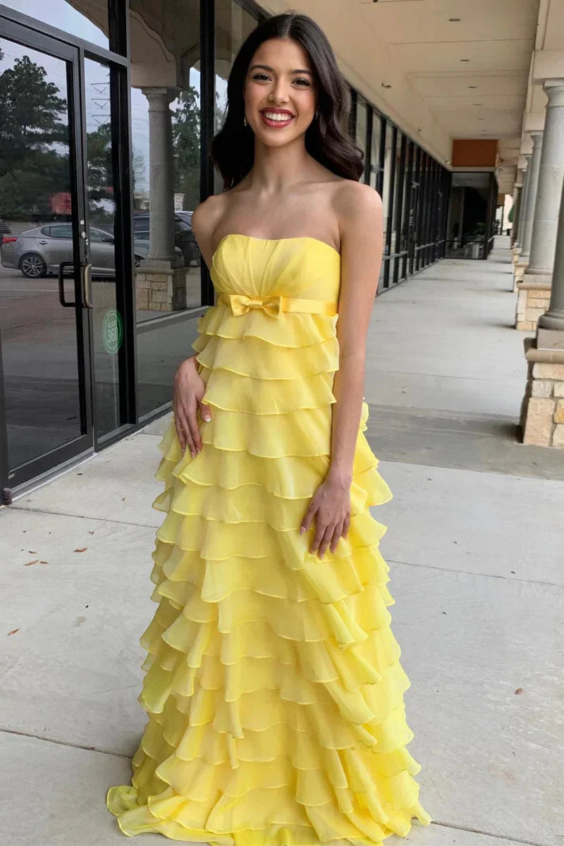 Playful A Line Strapless Neck Sleeveless Simple Back Floor Length Evening Dress