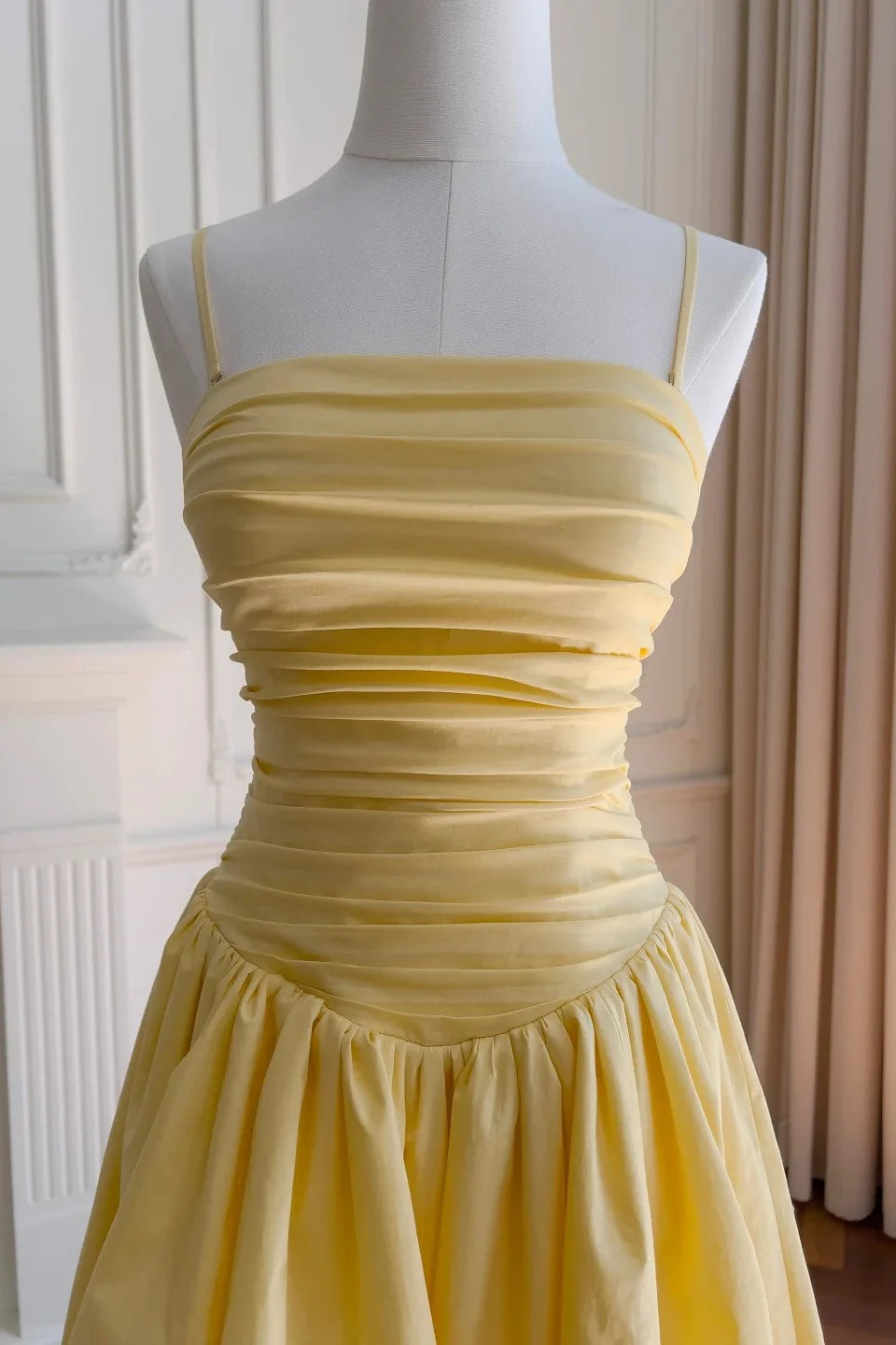 Butter Taffeta A-Line Midi Bridesmaid Dress