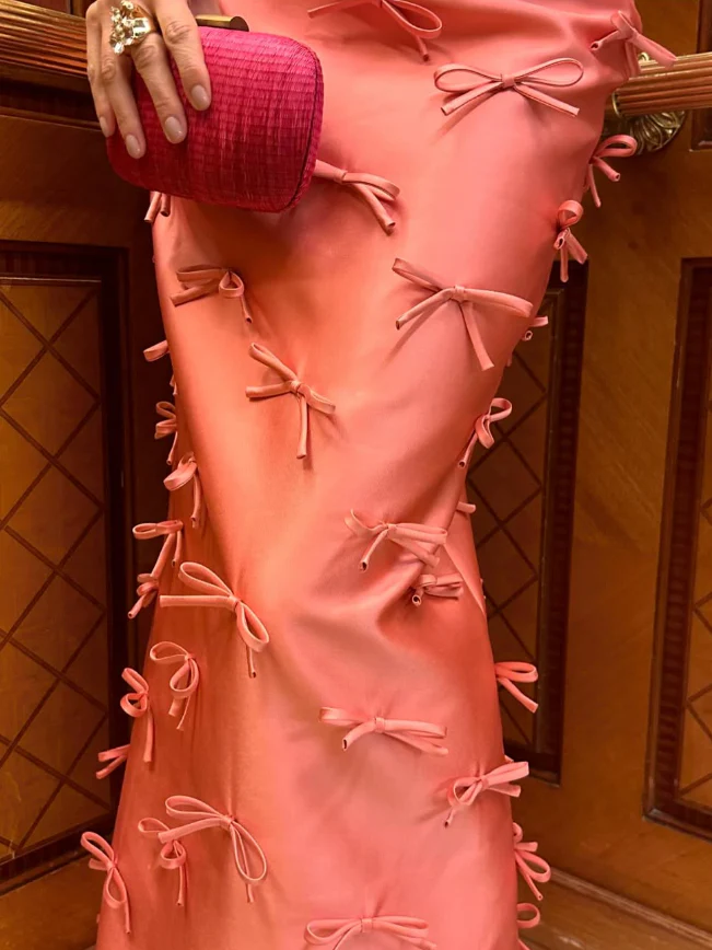 Playful Strapless Sheath Bow-Embellished Floor-Length Evening Dress