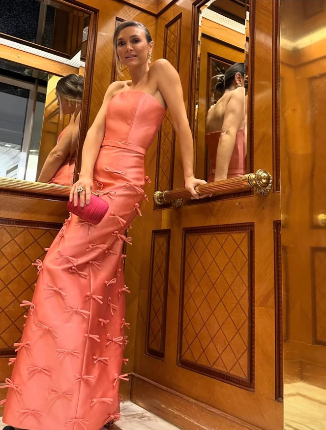 Playful Strapless Sheath Bow-Embellished Floor-Length Evening Dress