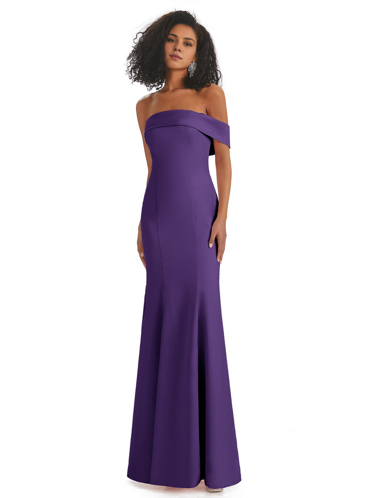 Vestidos de dama de honor de sirena con abertura lateral, sin mangas, de satén suave y sexy, únicos, de un solo hombro