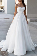 White Chiffon A-Line Floor-Length Bridesmaid Dress