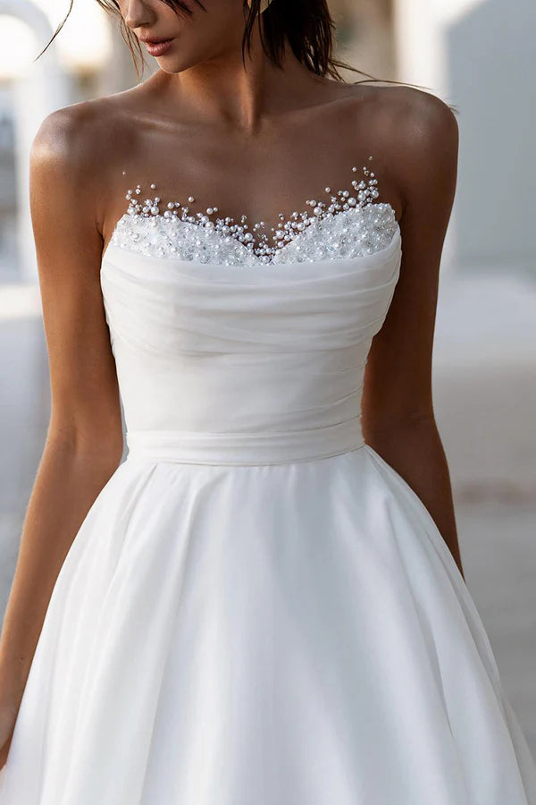 White Chiffon A-Line Floor-Length Bridesmaid Dress