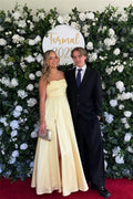 Butter Satin A-Line Floor-Length Bridesmaid Dress with Draped Bodice & High Slit