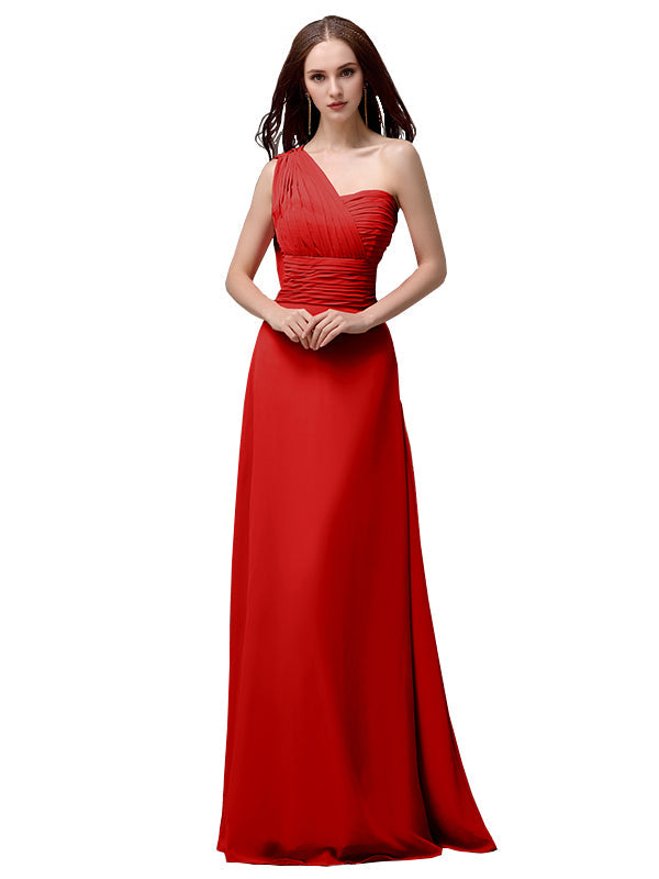 Vestidos de dama de honor únicos, sin mangas, con un solo hombro, sin tirantes, corte A y largo hasta el suelo