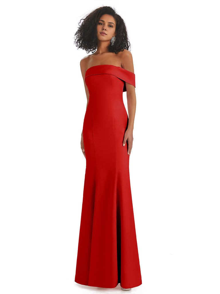 Vestidos de dama de honor de sirena con abertura lateral, sin mangas, de satén suave y sexy, únicos, de un solo hombro