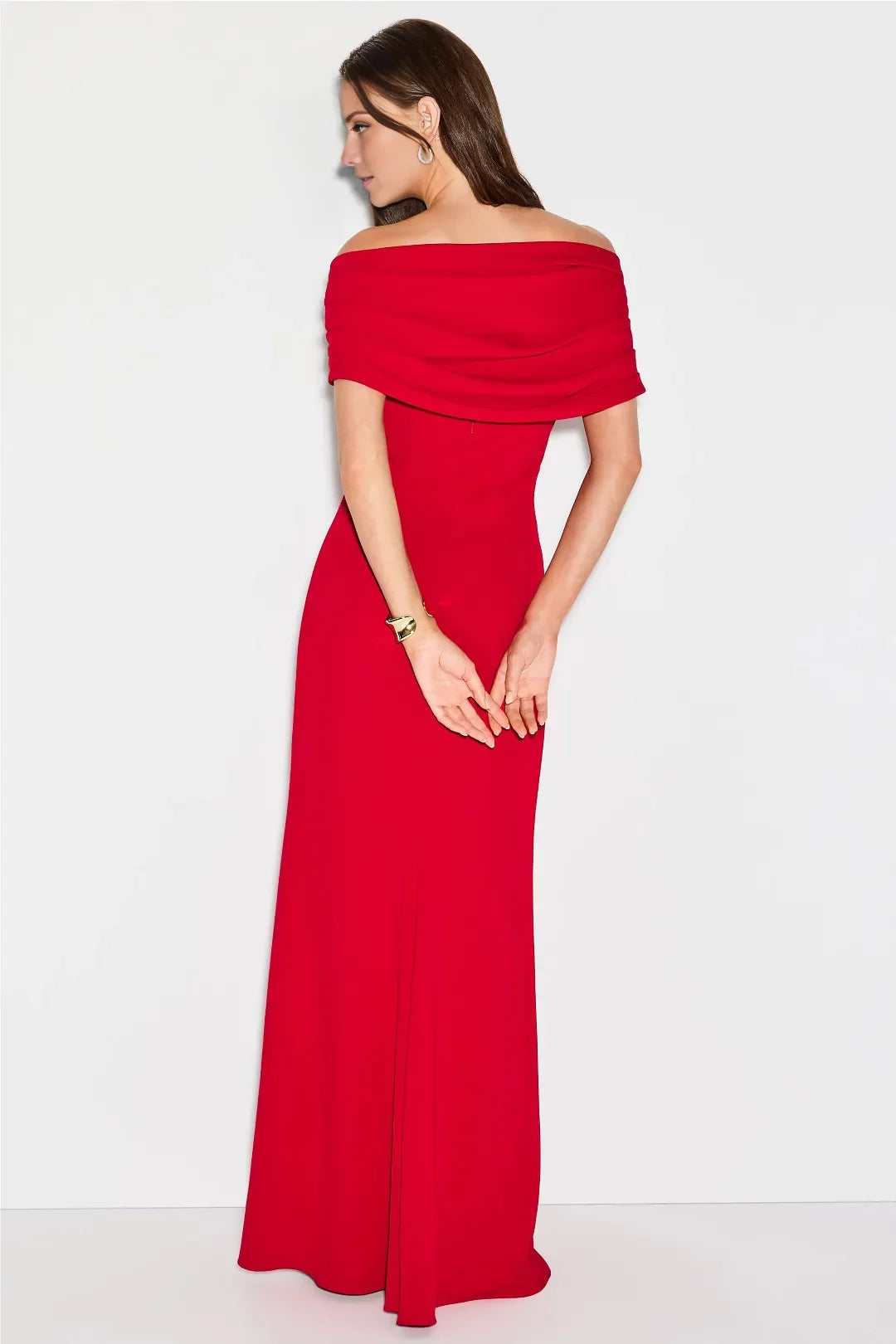 Refined A-Line Off-Shoulder Neck Sleeveless Ruched Floor-Length Evening Dress