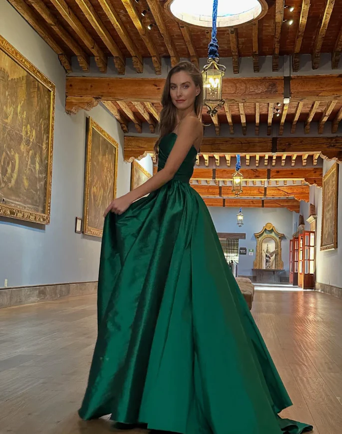 Regal Ball Gown Off-the-Shoulder Hidden Zipper Floor-Length Satin Evening Dress