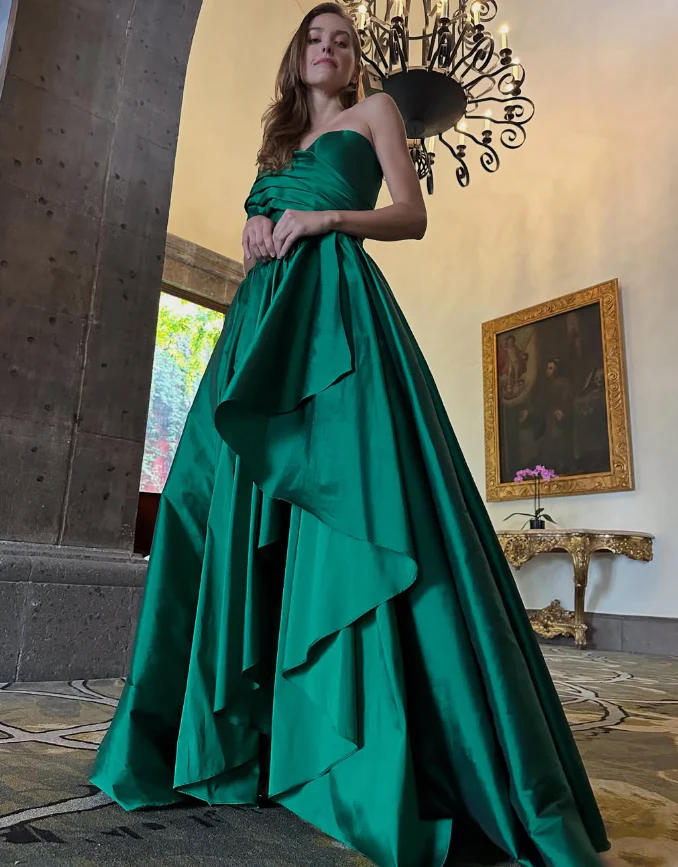Regal Ball Gown Off-the-Shoulder Hidden Zipper Floor-Length Satin Evening Dress