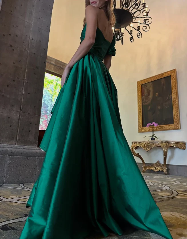 Regal Ball Gown Off-the-Shoulder Hidden Zipper Floor-Length Satin Evening Dress