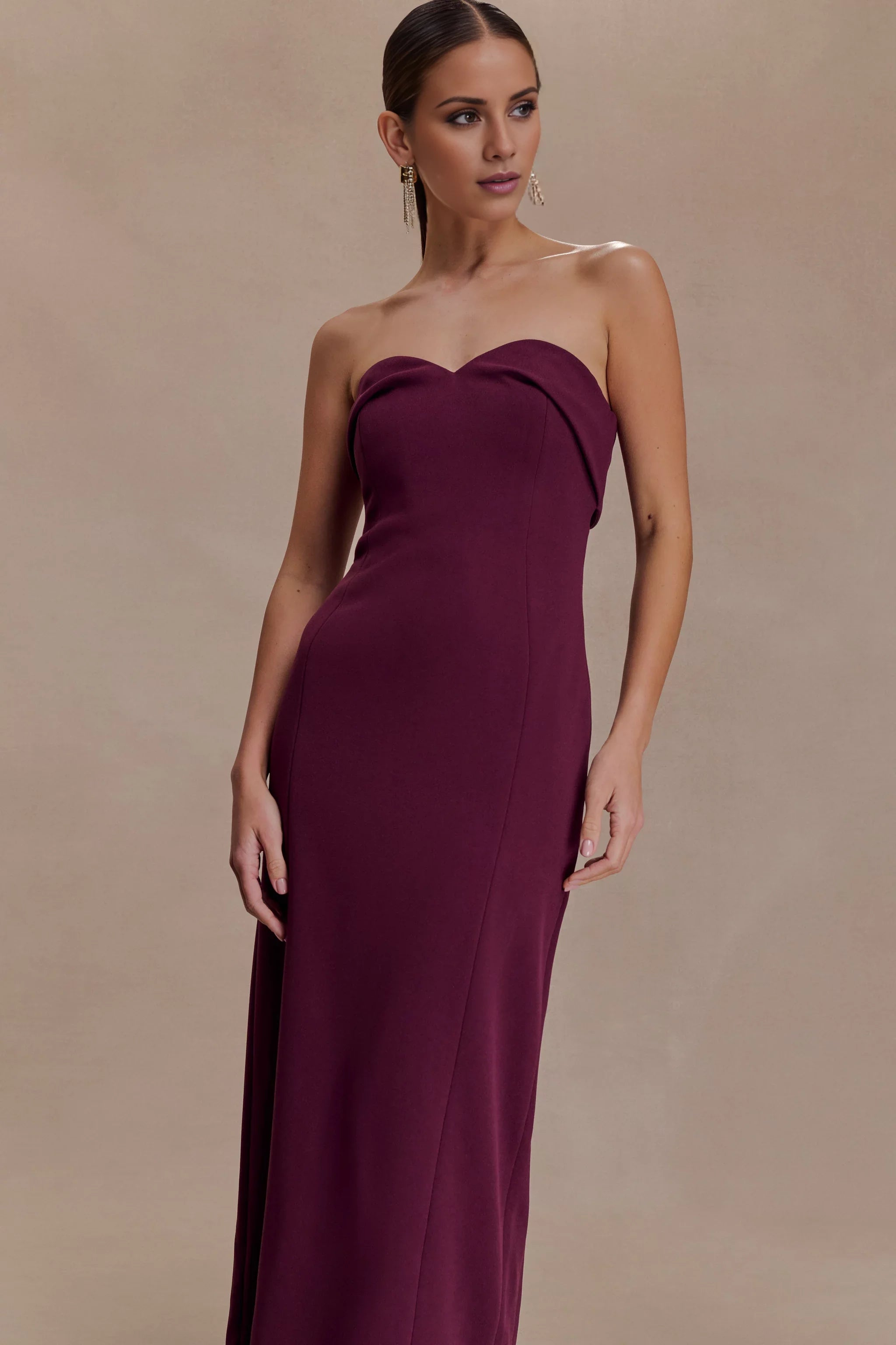 Retro-Glam Off the Shoulder Neck Strapless Sleeveless Sweetheart Back Zip Midi Evening Dress