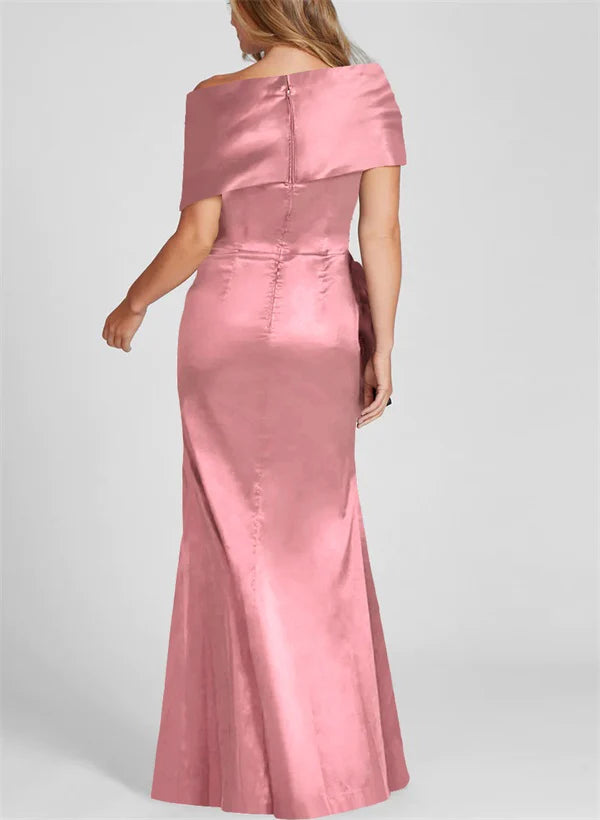 Vestidos para madre de la novia ajustados/columna con hombros descubiertos hasta el suelo