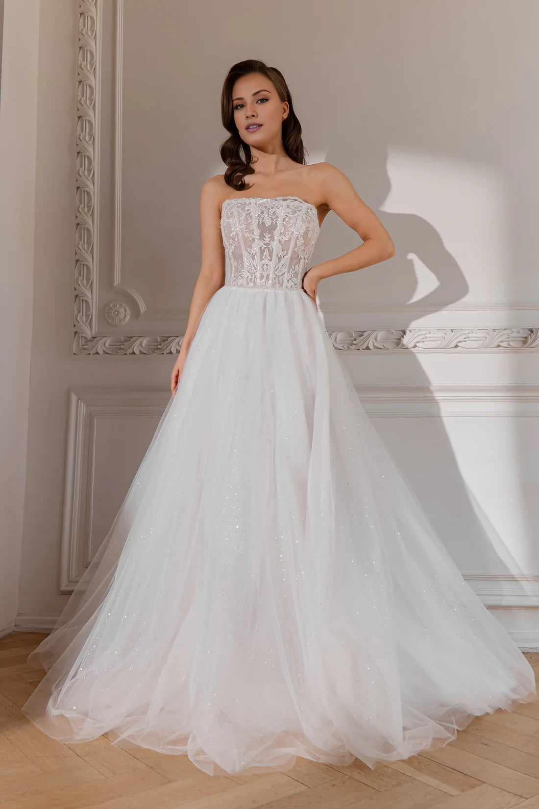 Ivory Lace Sweetheart Ball Gown Floor-Length Evening Dress