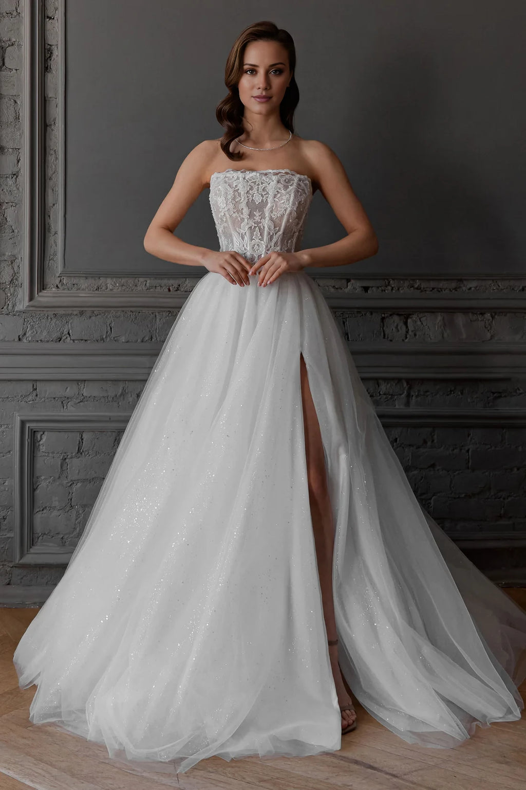 Ivory Lace Sweetheart Ball Gown Floor-Length Evening Dress