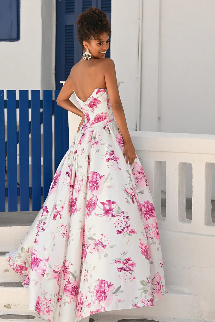 Romantic Ball Gown Strapless Sweetheart Lace-Up Back Floor-Length Satin Prom Dress