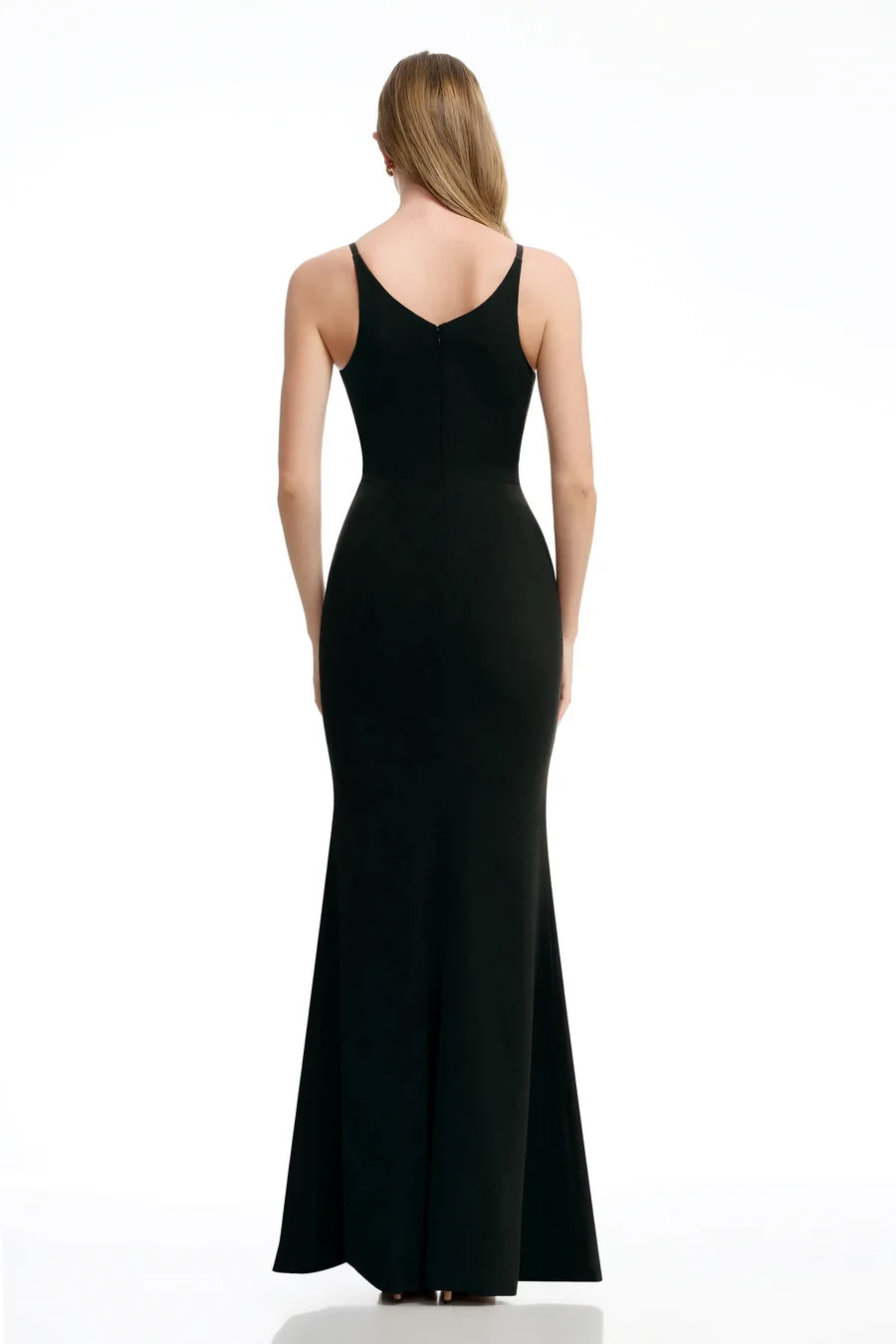 Romantic Deep V-Neck Sleeveless Spaghetti Strap Slit Mermaid Floor-Length Evening Dress