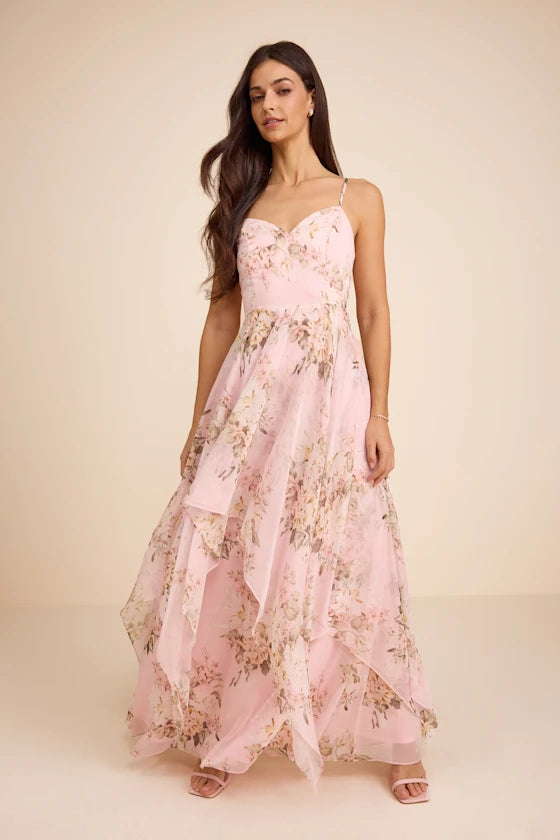Romantic Dreamy Fitted A-Line Sweetheart Spaghetti Strap Back Zip Maxi Prom Dresses