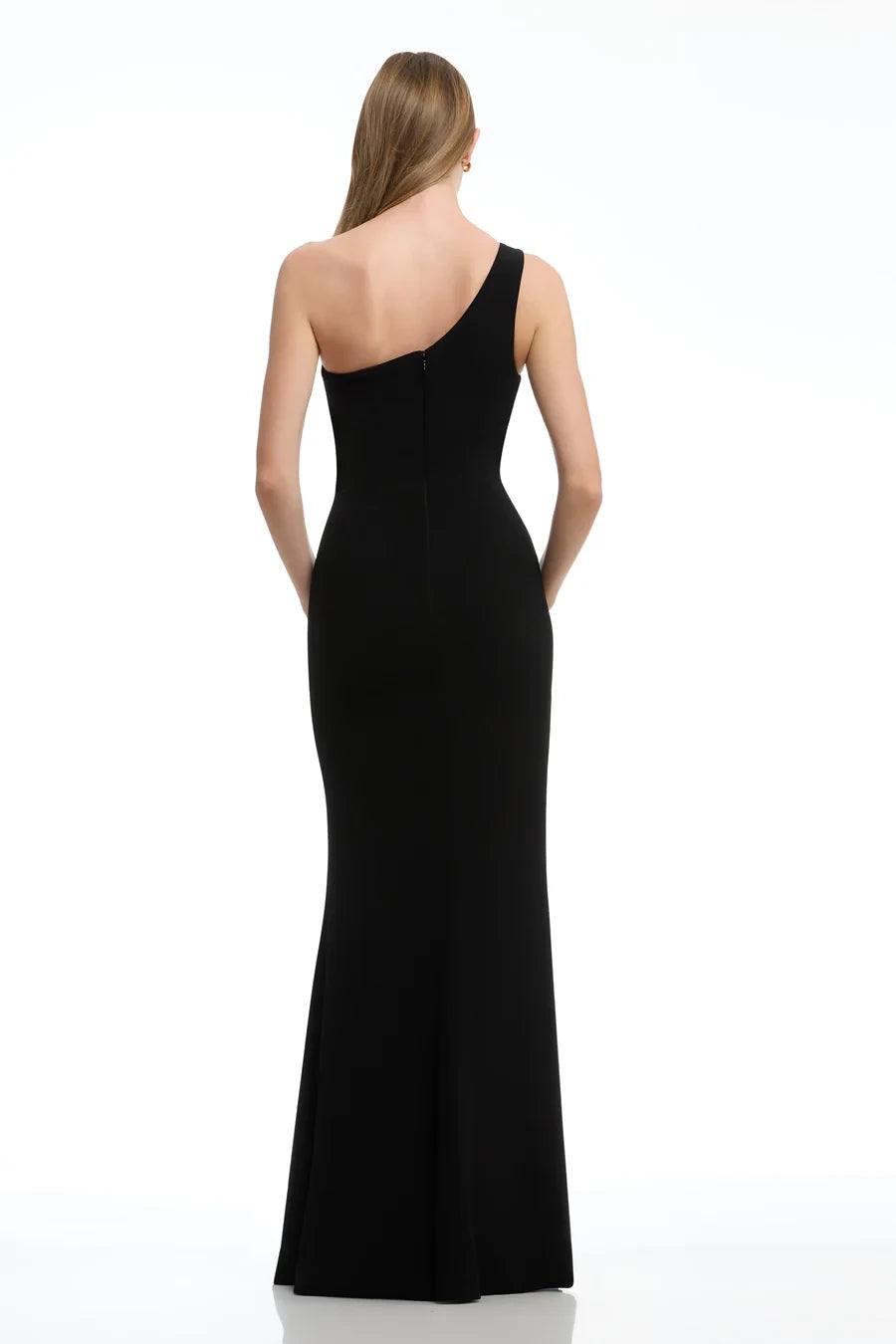 Romantic One-Shoulder Neck Sleeveless Back Zip Slit Mermaid Floor-Length Evening Dress