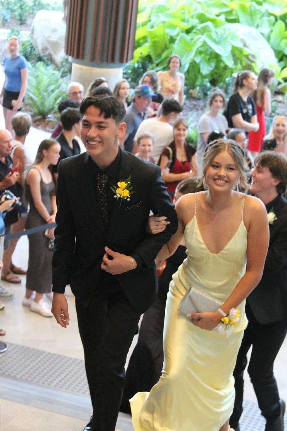 Romantic V-Neck Lemon Yellow Satin Mermaid Prom Dress with Low Open Back & Adjustable Spaghetti Straps