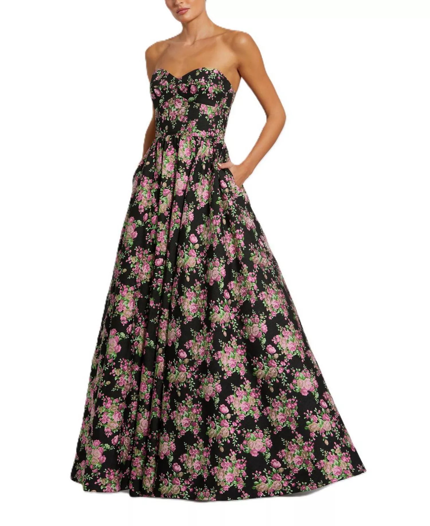 Romantic Voluminous Ball Gown Sweetheart Neck Strapless Open Back Maxi Prom Dress