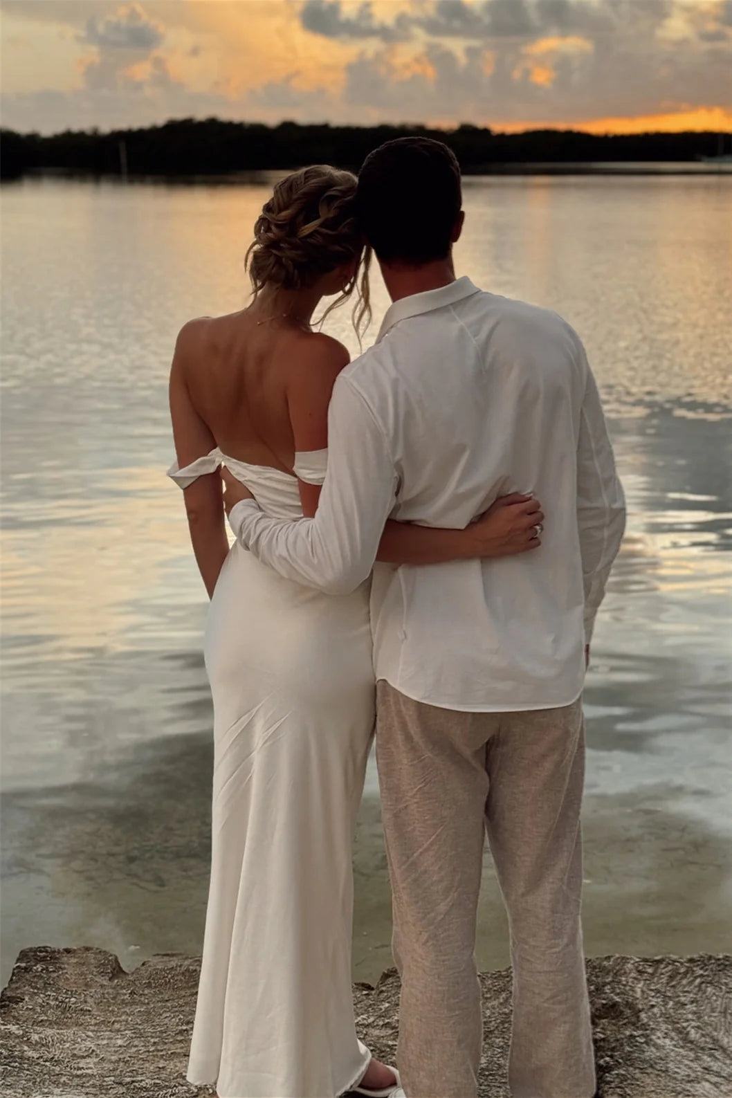Ivory Satin Sheath/column Off-the-Shoulder Ankle-Length Bridesmaid Dress with Draped Neckline