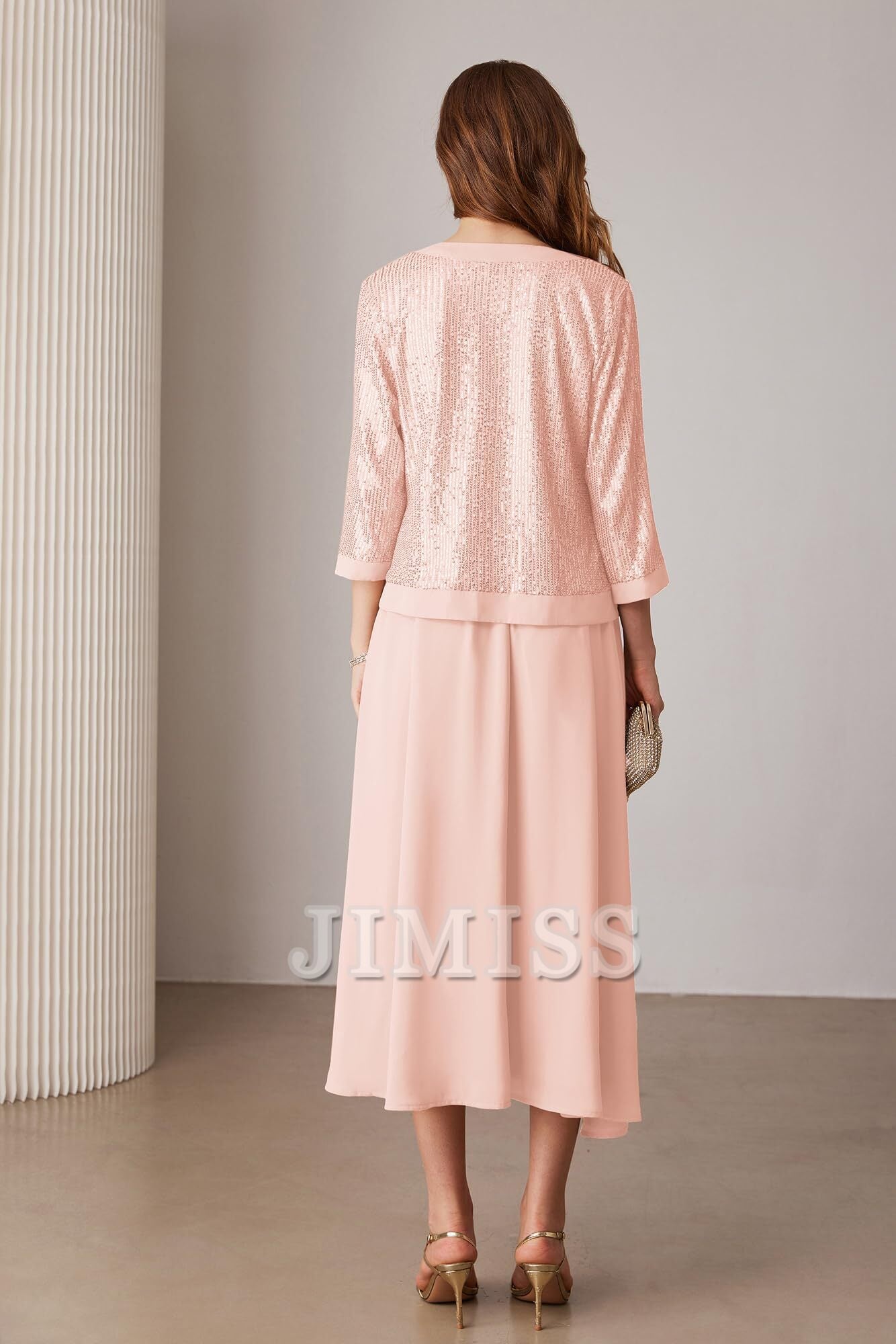 Sequined mother of the bride dresses wedding party cocktail party dress two-piece sequined dress set