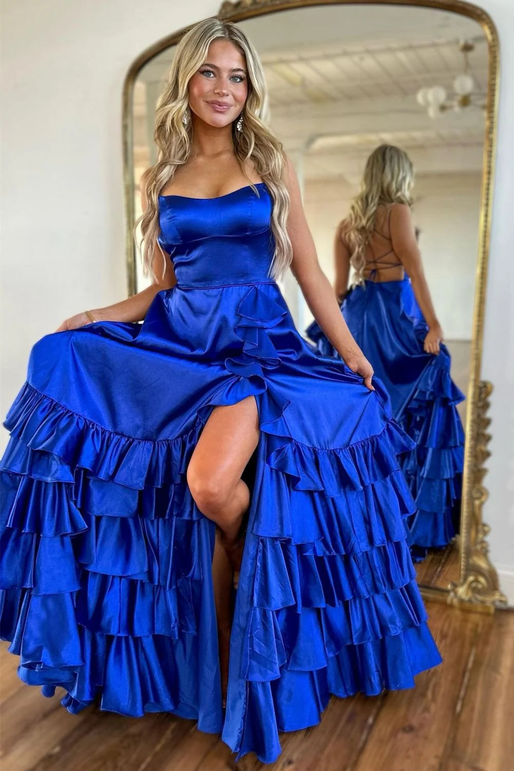 Light Blue Strapless Ball Gown Prom Dress