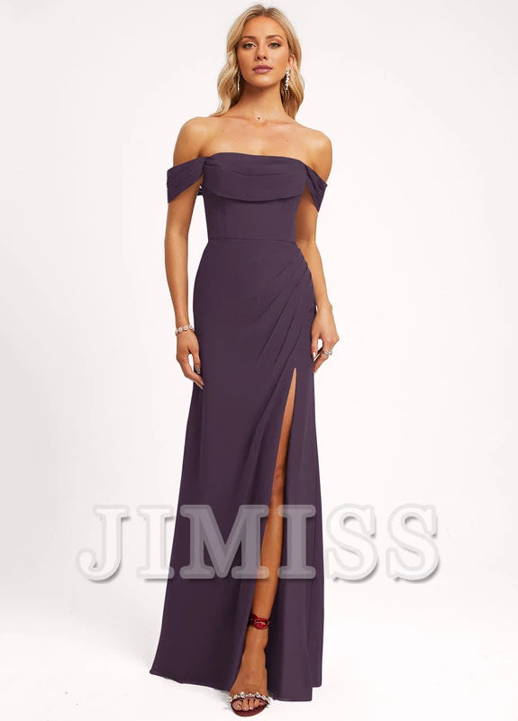 Vestido de dama de honor de gasa con volantes, corte A y largo hasta el suelo