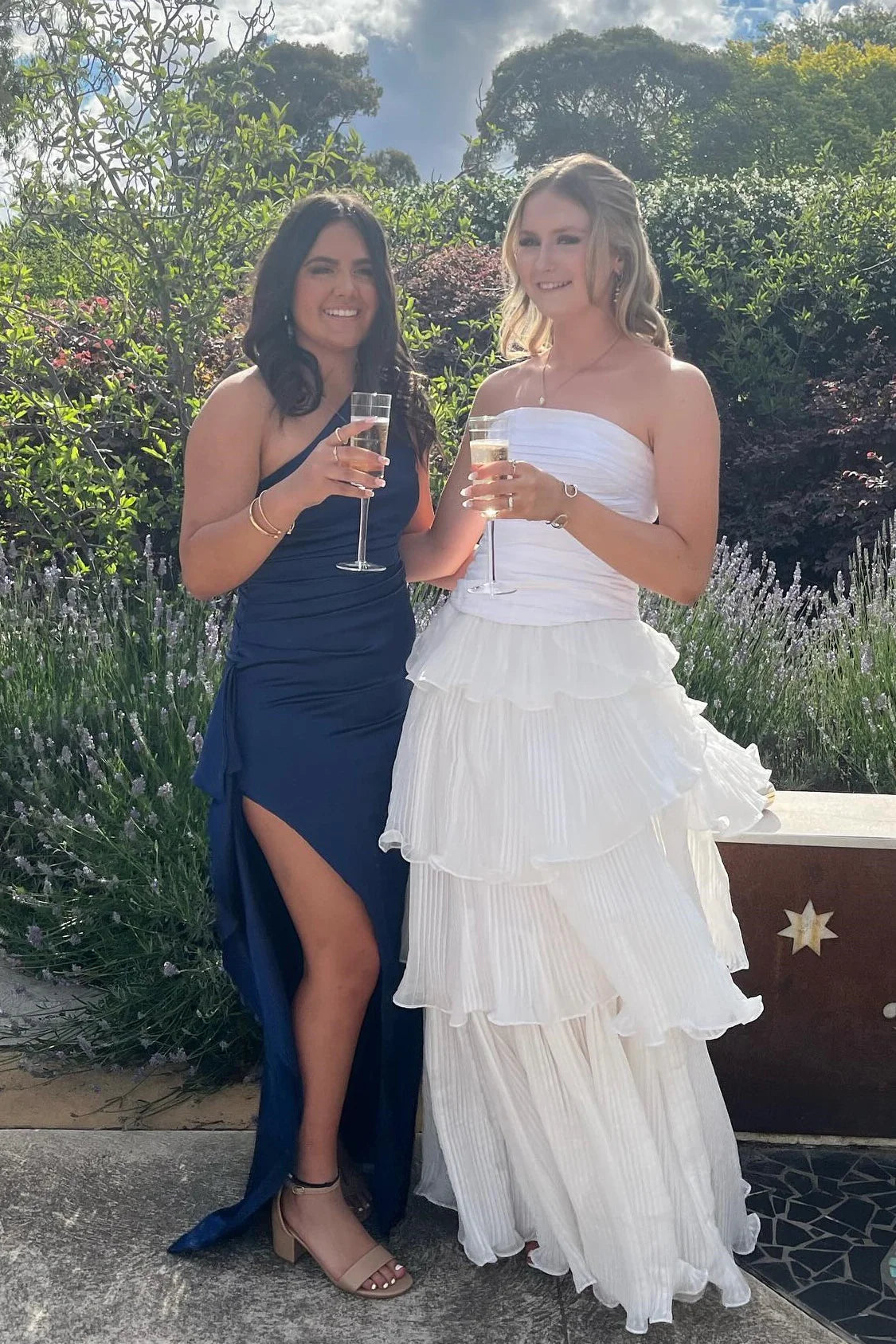 Satin One-Shoulder Asymmetric Ruched High-Slit Asymmetric Hem Mermaid Prom Dress