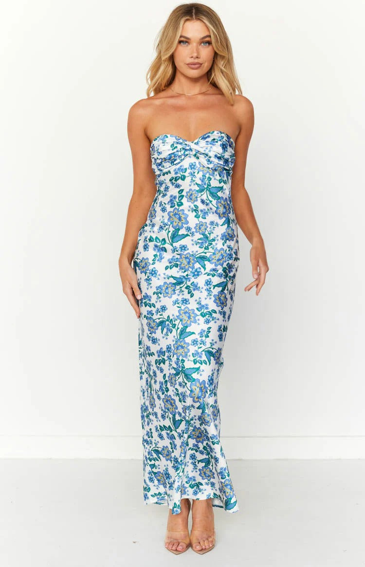 Satin Ruched Bodice Formal Dress with Open Back