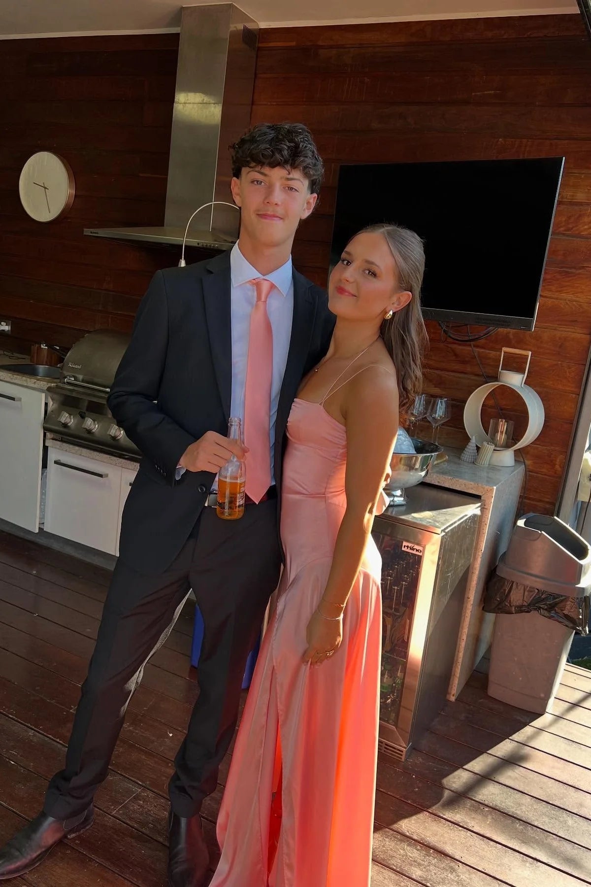 Satin Spaghetti-Strap Halter Sweetheart Crisscross Back High-Slit Sheath Floor-Length Prom Dress