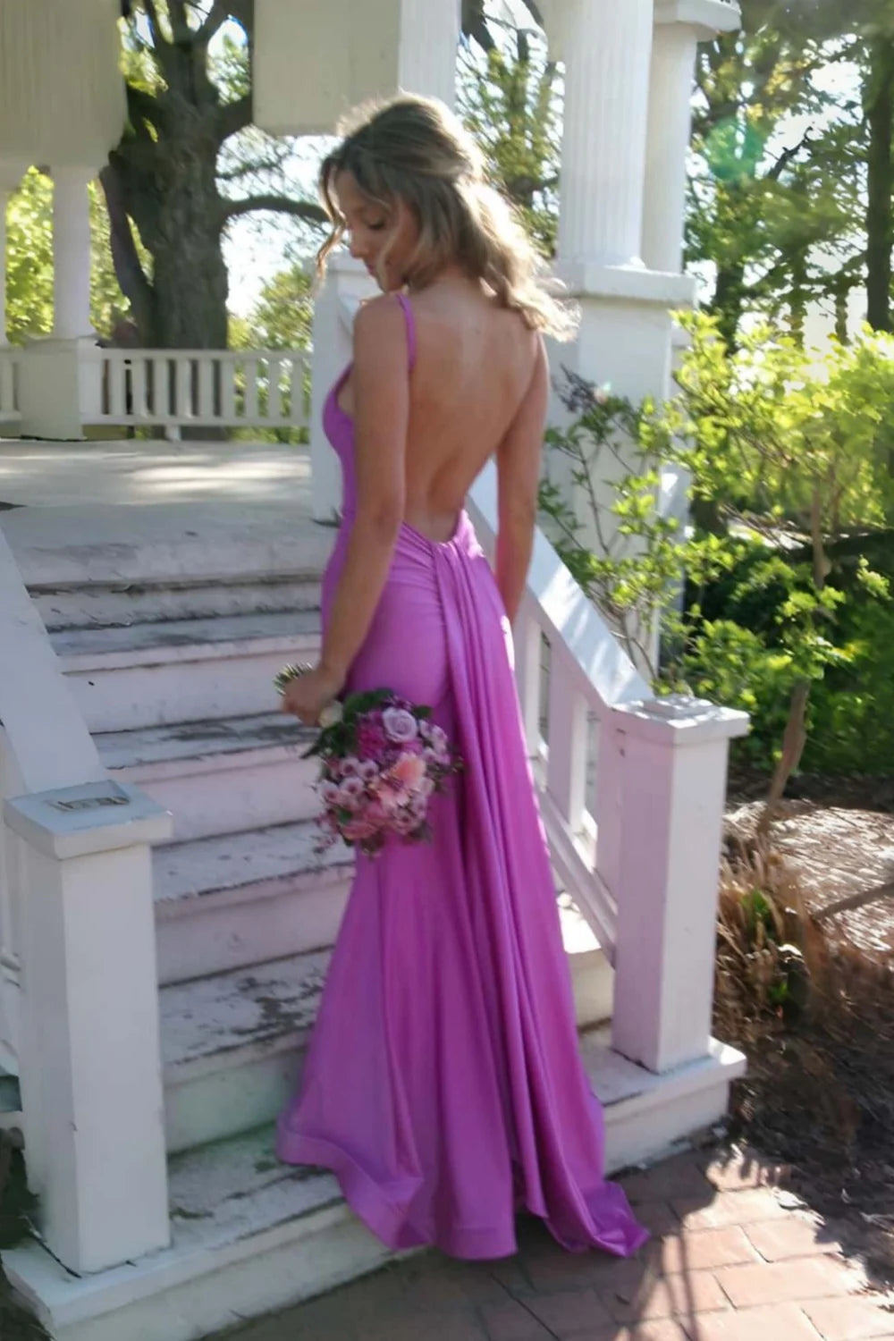 Lemon Satin Sheath/Column Floor-Length Dress with Ruched Side Detail & Spaghetti Straps