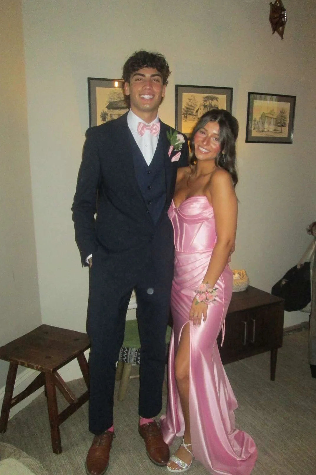 Satin Strapless Sweetheart Corset Bodice Lace-Up Back Ruched High-Slit Mermaid Train Prom Dress