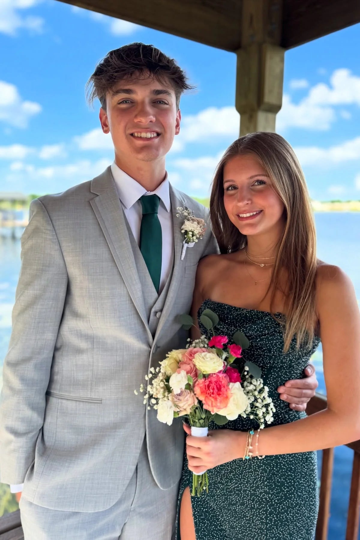 All-Over Sequin Strapless Sweetheart Structured Bodice Thigh-High Slit Sheath Floor-Length Prom Dress