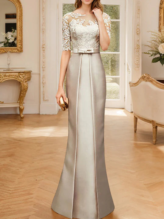 Vestido para madre de la novia con cuello tubo/columna hasta el suelo