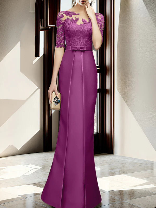 Vestido para madre de la novia con cuello tubo/columna hasta el suelo