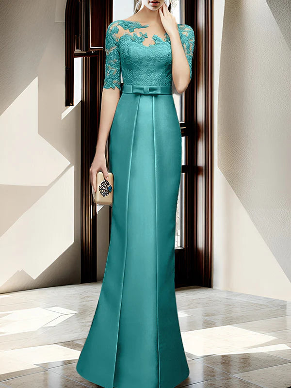 Vestido para madre de la novia con cuello tubo/columna hasta el suelo