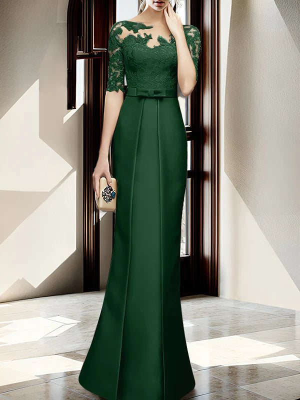 Vestido para madre de la novia con cuello tubo/columna hasta el suelo