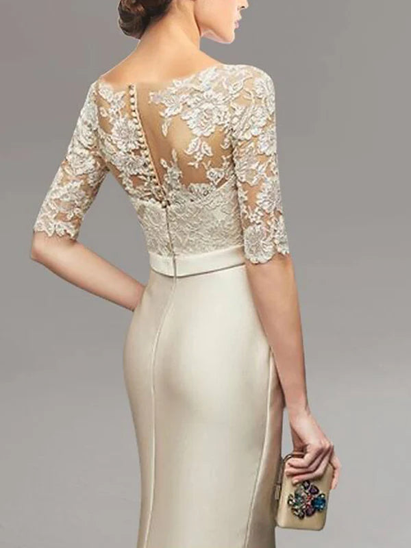 Vestido para madre de la novia con cuello tubo/columna hasta el suelo
