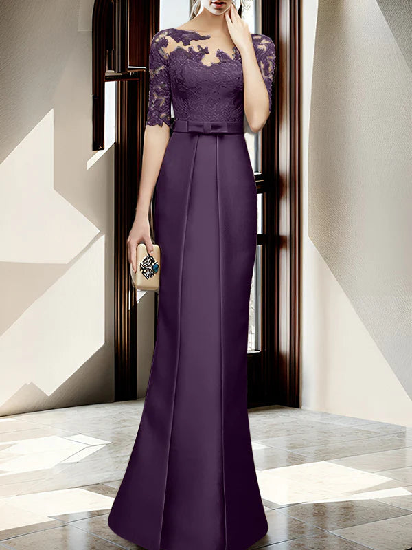 Vestido para madre de la novia con cuello tubo/columna hasta el suelo