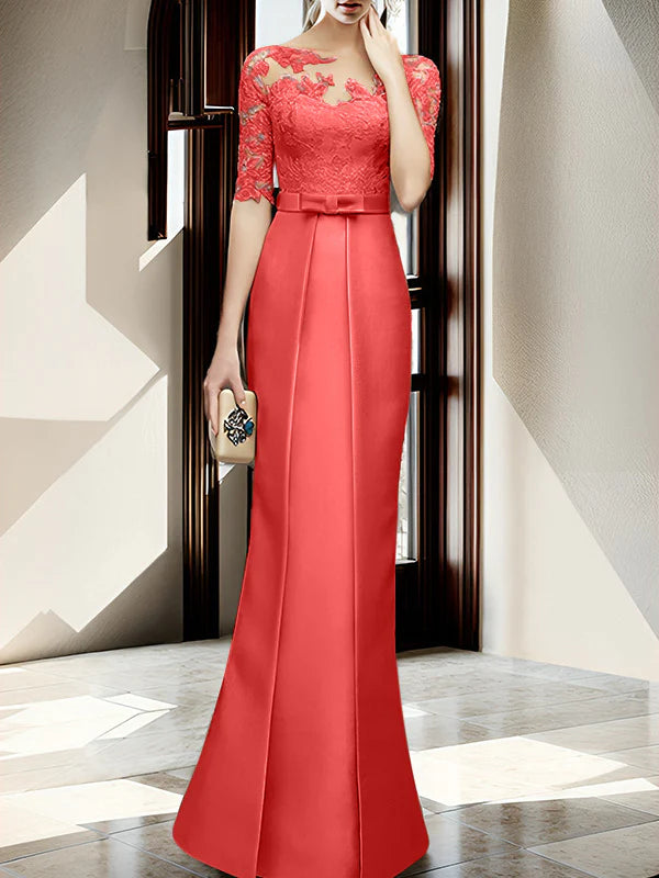 Vestido para madre de la novia con cuello tubo/columna hasta el suelo