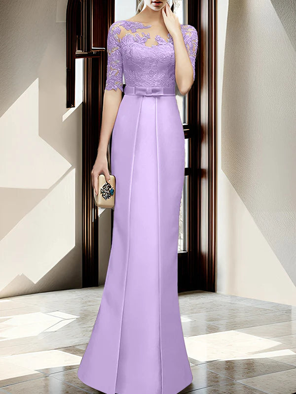 Vestido de madre de la novia con cuello tubo/columna hasta el suelo