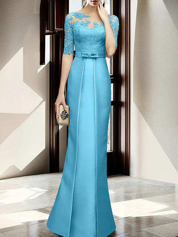 Vestido de madre de la novia con cuello tubo/columna hasta el suelo