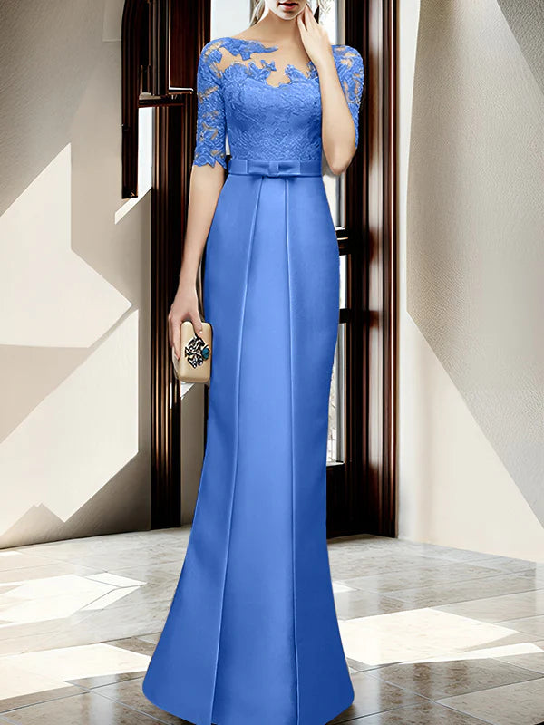 Vestido de madre de la novia con cuello tubo/columna hasta el suelo