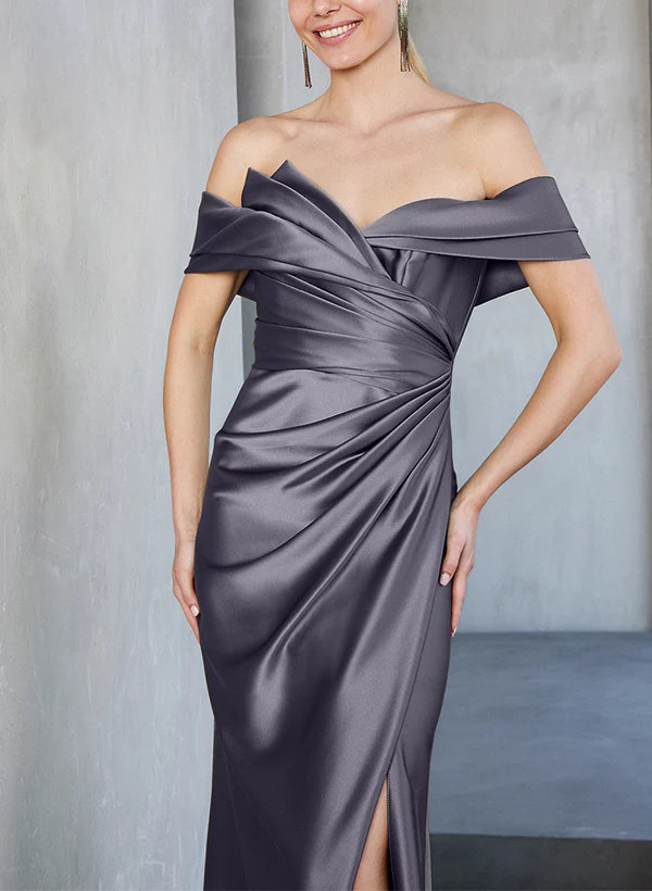 Vestido ajustado/columna desde los hombros hasta el suelo, para madre de la novia