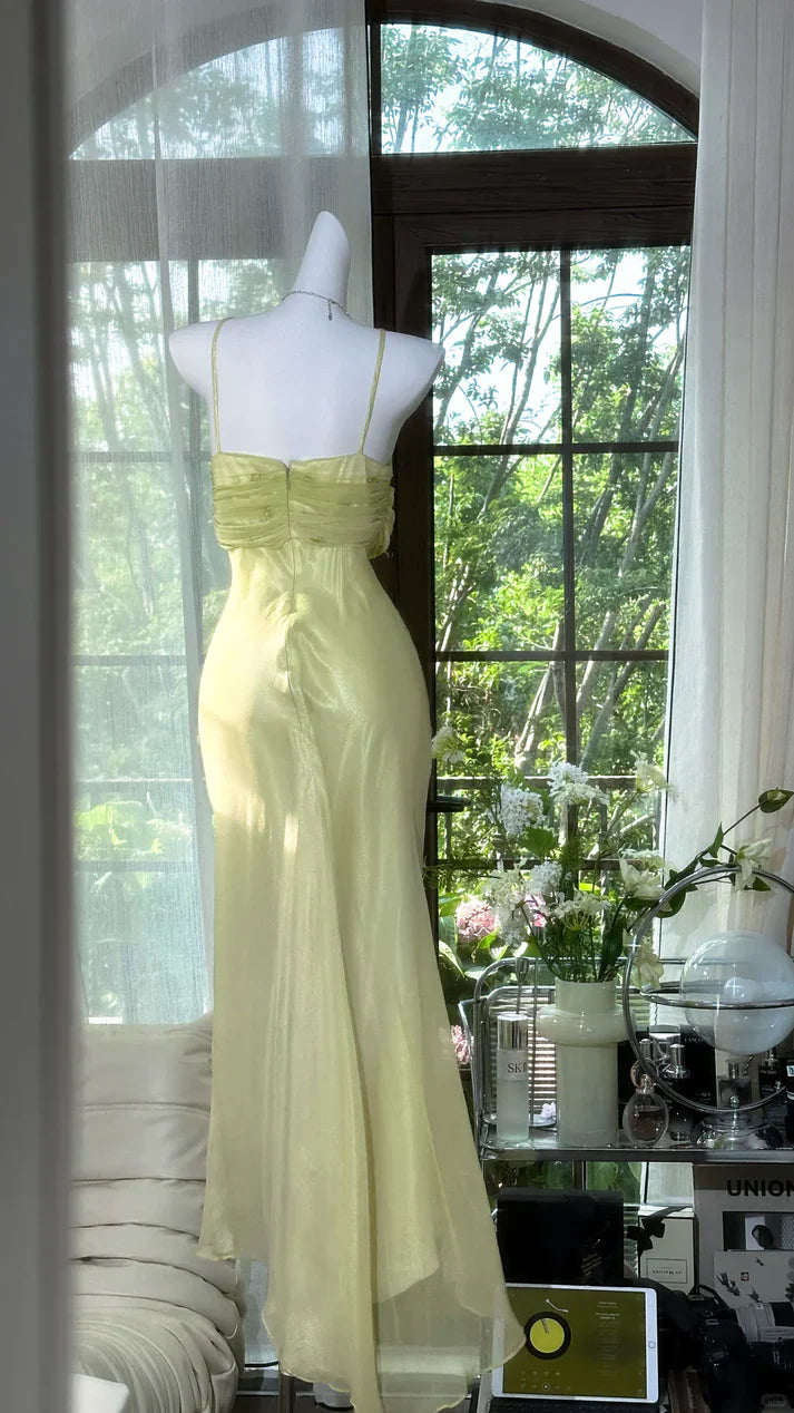 Mint Green Chiffon Sheath/column Floor-Length Evening Dress with Embroidered Bodice and Asymmetrical Draping