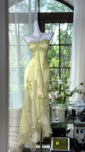 Mint Green Chiffon Sheath/column Floor-Length Evening Dress with Embroidered Bodice and Asymmetrical Draping