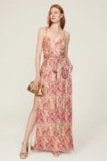 Blushing Pink Chiffon A-Line Floor-Length Sweetheart Evening Dress with High Slit