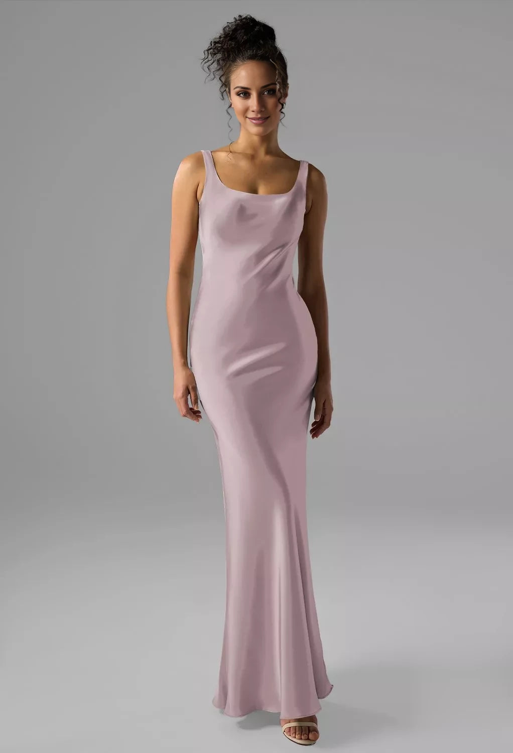 Simple Mermaid Scoop Neck Sleeveless Backless Floor-Length Bridesmaid Dress
